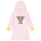 Girls Pink Elephant Hooded Dress, 1, hi-res